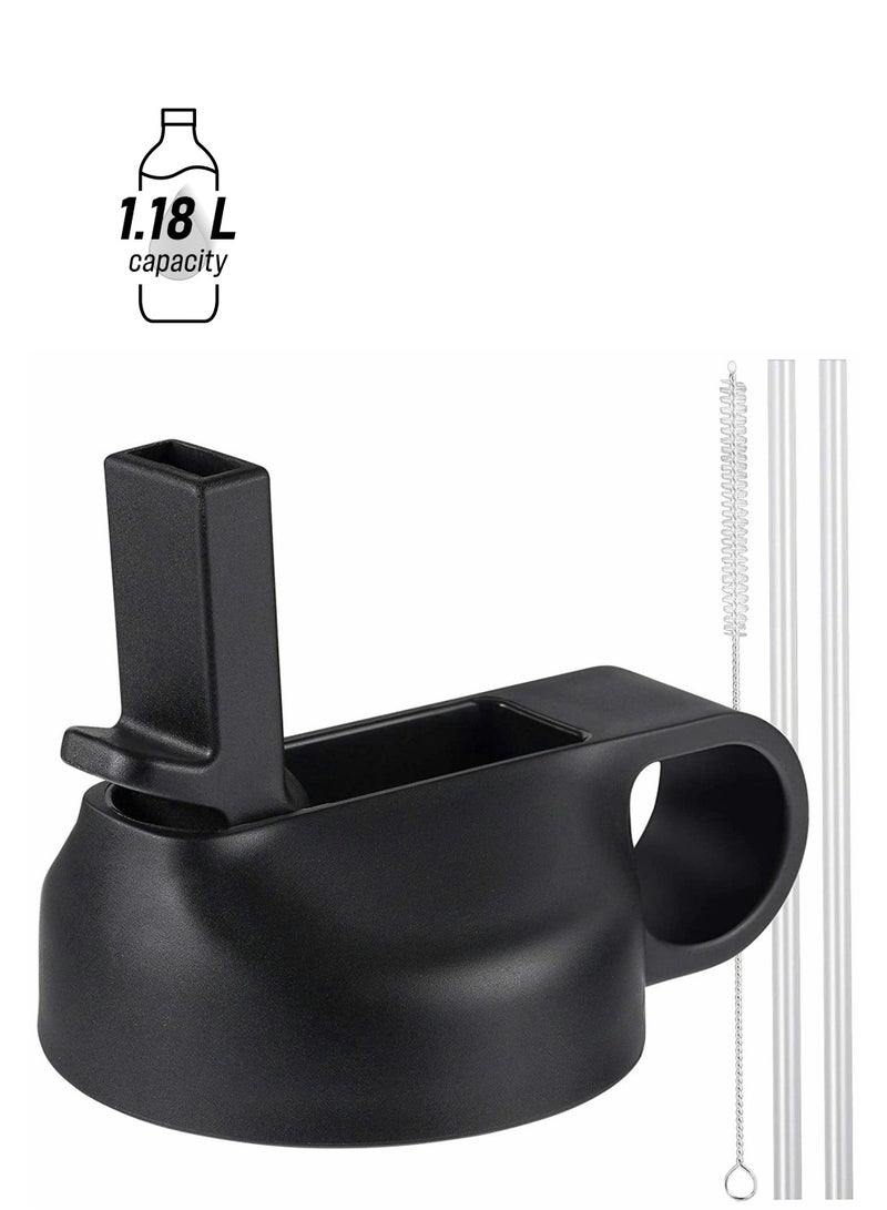 SYOSI Lid Suitable For Hydro Flask,Straw Cap Wide-Mouth Water Bottle 18 32 40 Ounces (About 1.18 Liters) Wide Mouth, Straw Top Cap Replacement Cap (With 2 Straws And 1 Brush)  - Image 1
