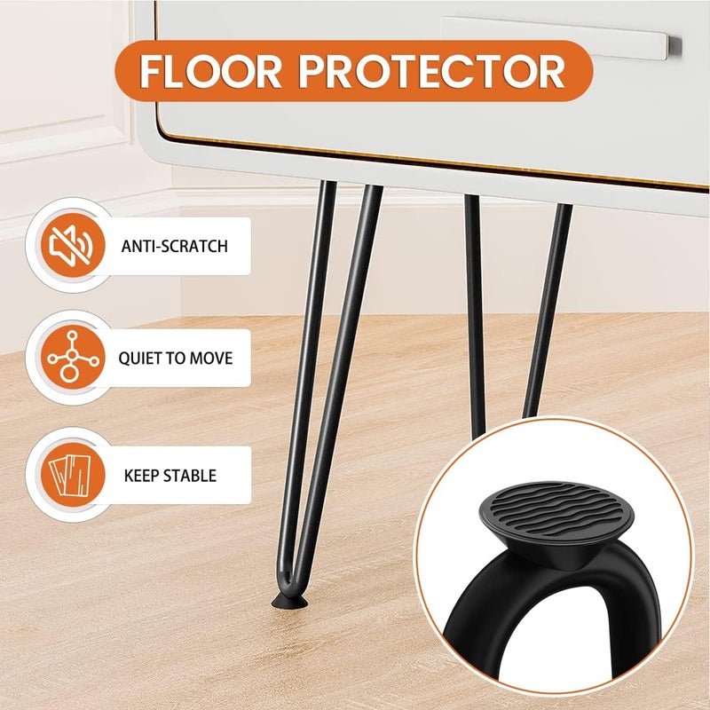 HIRVALL HIRVALL 8 inch Powder Coated Hairpin Legs for Centre Table Metal Legs for Coffee Table Legs for Any Types Furniture Black 10MM Thick Set of Four Legs x 4 18 inch 46 cm - Image 5