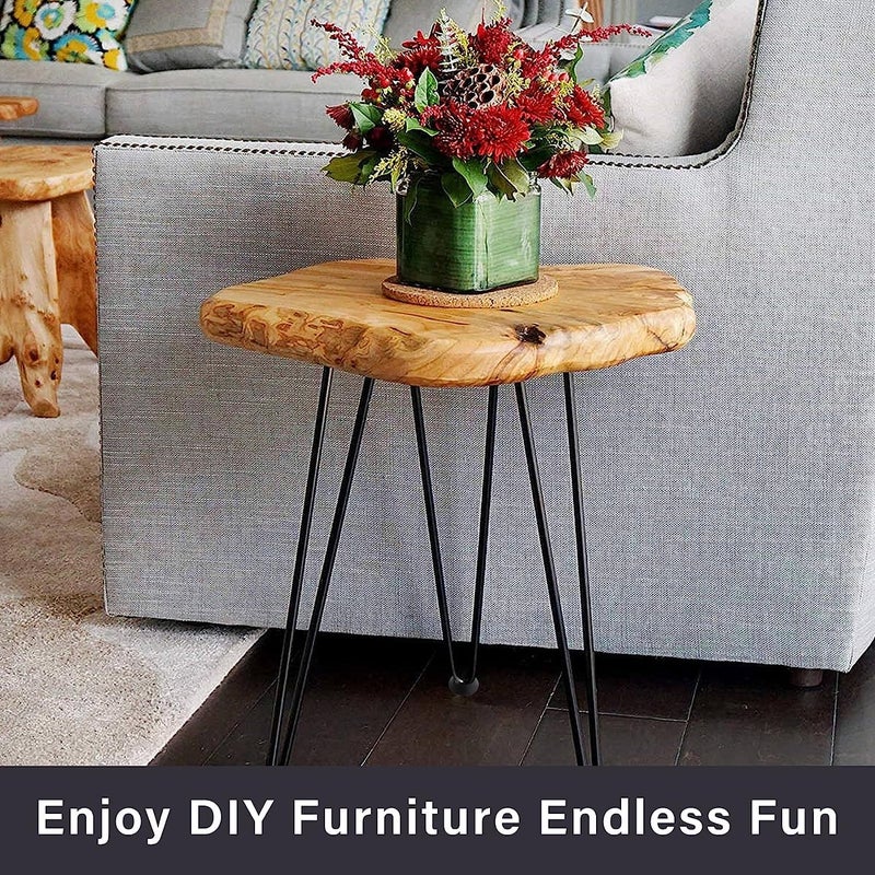 HIRVALL HIRVALL 8 inch Powder Coated Hairpin Legs for Centre Table Metal Legs for Coffee Table Legs for Any Types Furniture Black 10MM Thick Set of Four Legs x 4 18 inch 46 cm - Image 2