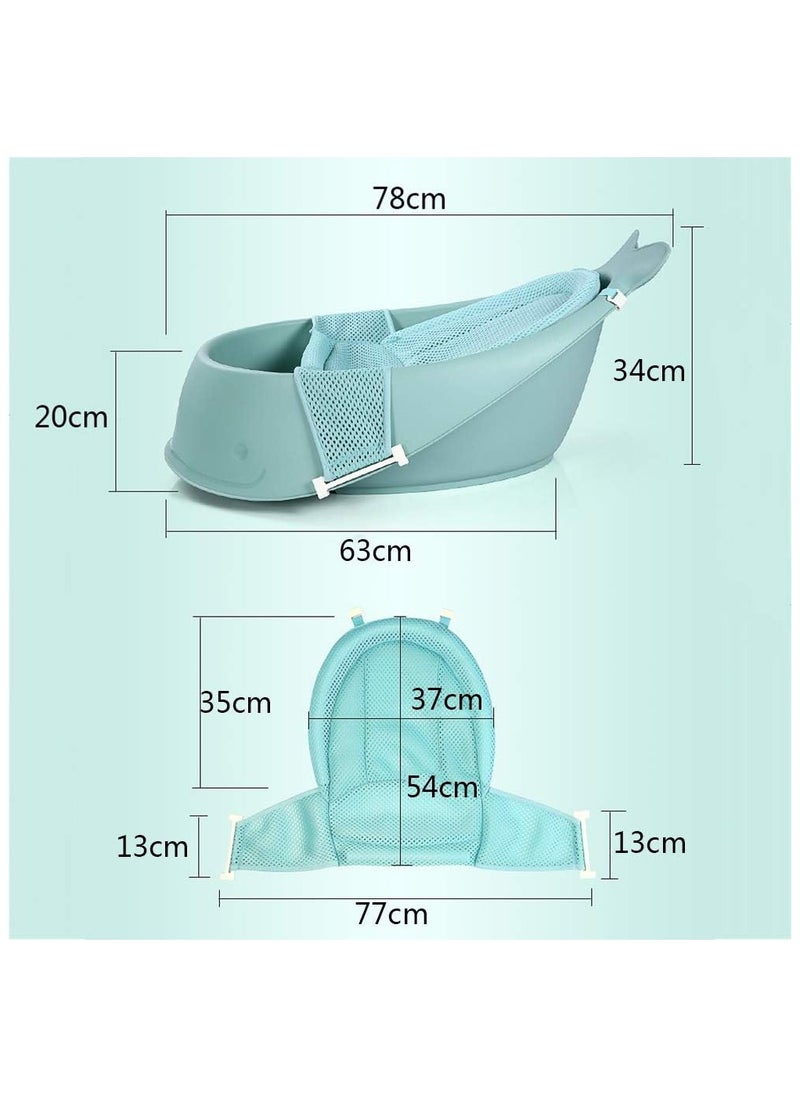 Baby Bath Tub with Adjustable Mesh Support Net - Non-Slip Bathing Basin for 0-6 Years