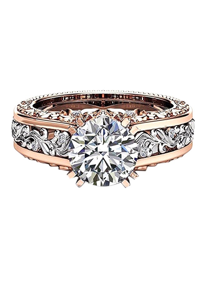 Stone Embellished Round Cut Topaz CZ Ring - Image 2