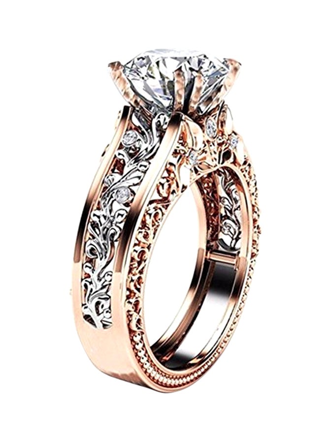 Stone Embellished Round Cut Topaz CZ Ring - Image 1