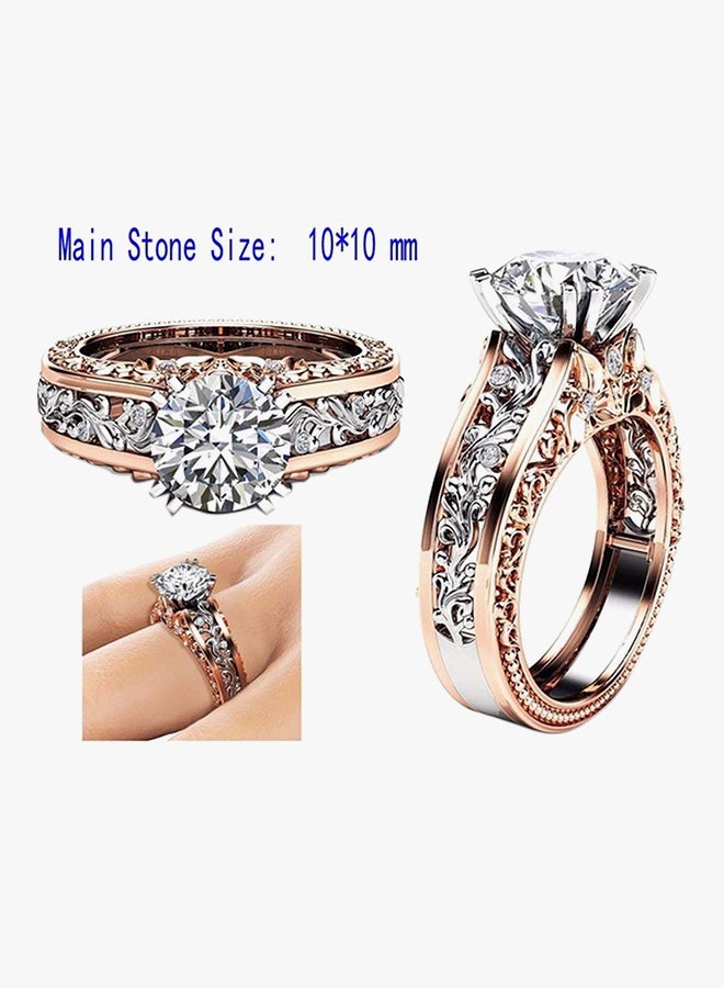 Stone Embellished Round Cut Topaz CZ Ring - Image 3
