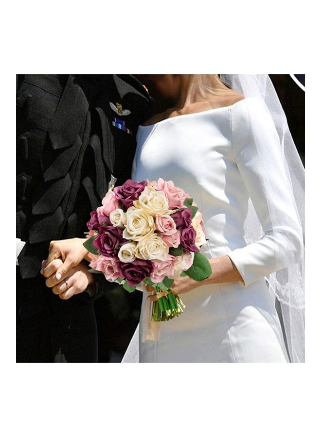 NIBEMINENT 18-Head Artificial Roses Flower Fake 2 Bouquets Multicolour - Image 2