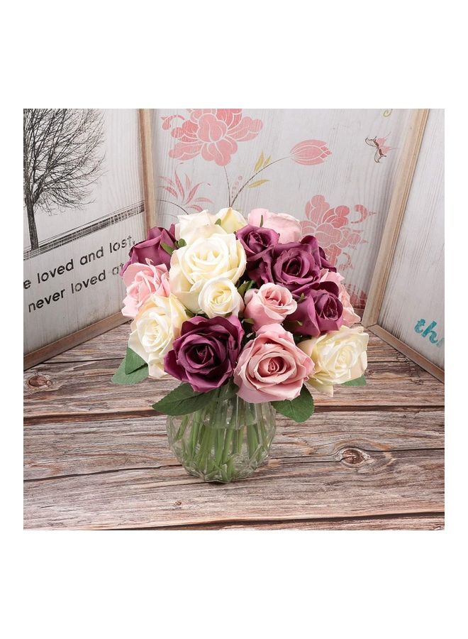 NIBEMINENT 18-Head Artificial Roses Flower Fake 2 Bouquets Multicolour - Image 4