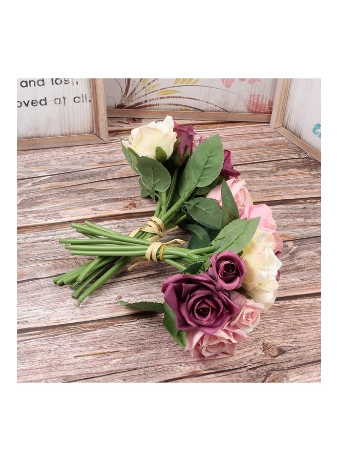 NIBEMINENT 18-Head Artificial Roses Flower Fake 2 Bouquets Multicolour - Image 3