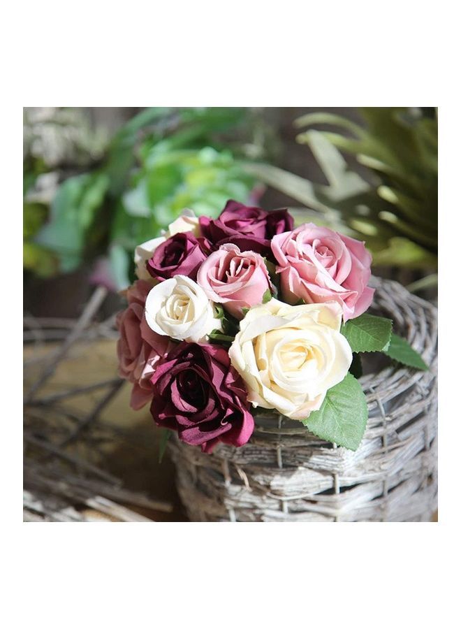 NIBEMINENT 18-Head Artificial Roses Flower Fake 2 Bouquets Multicolour - Image 5