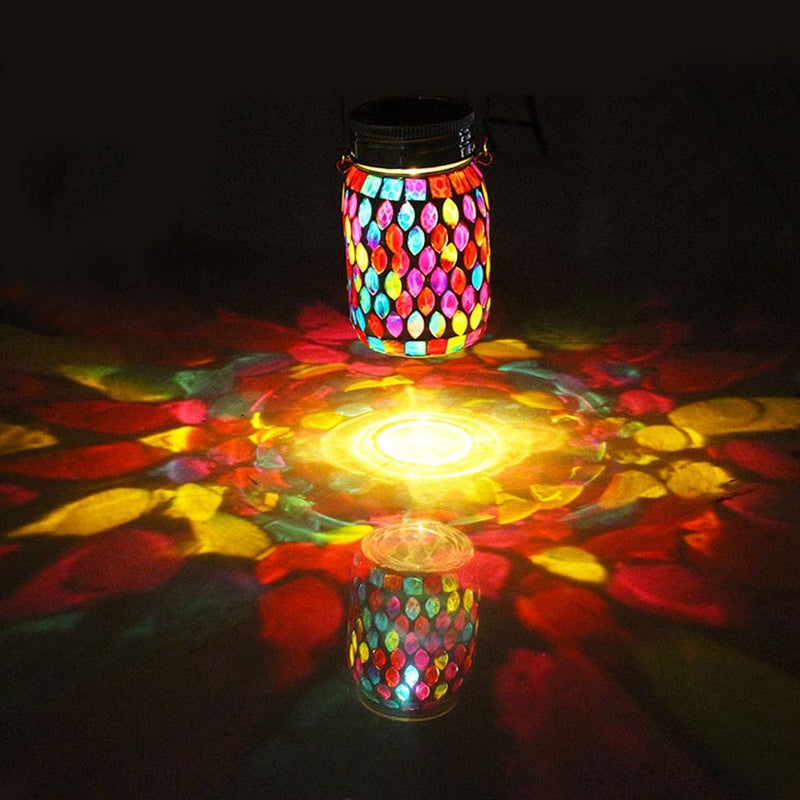 GUANFU Mosaic Lights Outdoor Hanging Lanterns, Rechargeable Mosaic Solar Lanternsï¼Œ Outdoor Waterproof Solar Night Lights Table Lamps for Decorations - Image 2