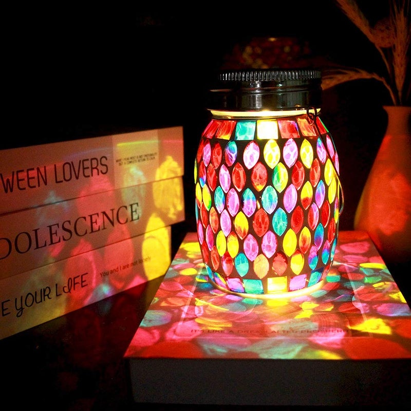 GUANFU Mosaic Lights Outdoor Hanging Lanterns, Rechargeable Mosaic Solar Lanternsï¼Œ Outdoor Waterproof Solar Night Lights Table Lamps for Decorations - Image 5