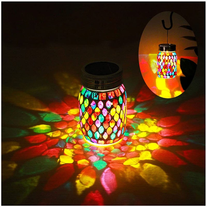 GUANFU Mosaic Lights Outdoor Hanging Lanterns, Rechargeable Mosaic Solar Lanternsï¼Œ Outdoor Waterproof Solar Night Lights Table Lamps for Decorations - Image 1