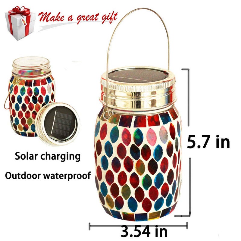 GUANFU Mosaic Lights Outdoor Hanging Lanterns, Rechargeable Mosaic Solar Lanternsï¼Œ Outdoor Waterproof Solar Night Lights Table Lamps for Decorations - Image 3