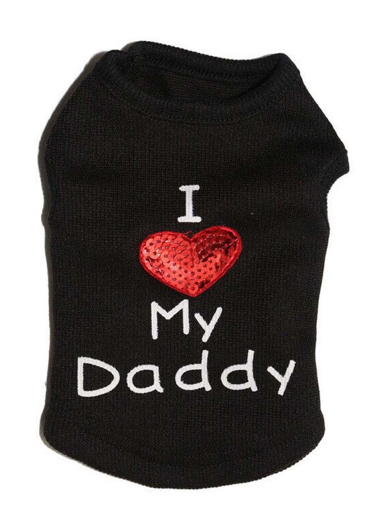 Petsary Dog Shirts Cat Shirts Dog Clothes "I love my Daddy" Clothes Dog Costume Cute Heart sequins design for Small and Medium Dogs and Cats Black - Image 3