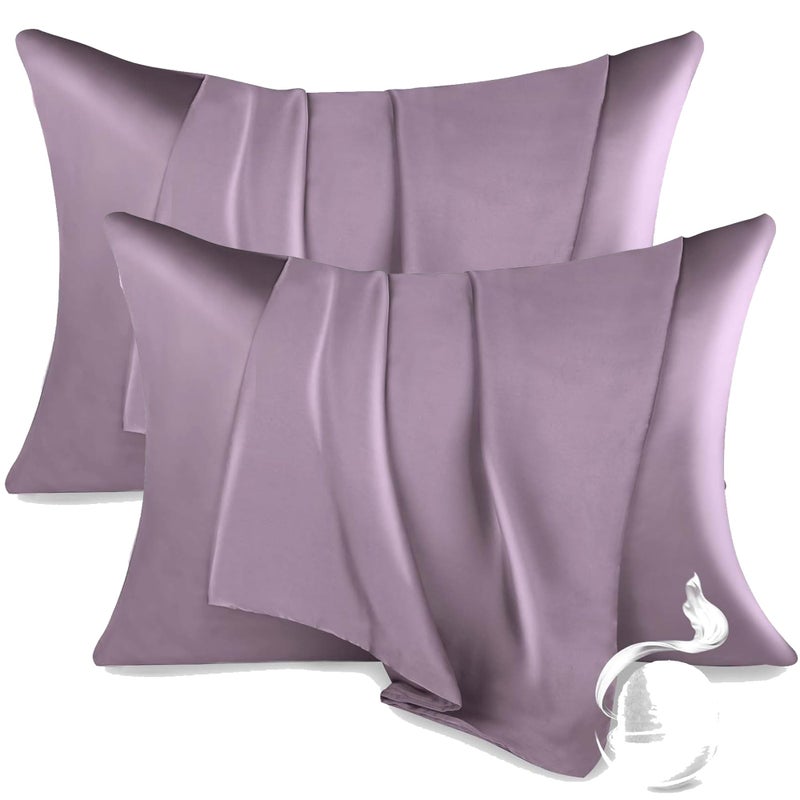 Khanak KHANAK Set of 2 Satin Silk Pillowcase for Hair and Skin Standard Size 18"X 28" with Soft Breathable Smooth Cooling Pillow Covers for Sleeping (2, Rose)  - Image 1