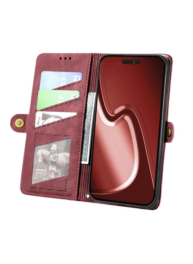 اس-توب جراب هاتف iPhone 16 بتصميم هندسي وسحاب ومشبك جانبي من الجلد - Image 3