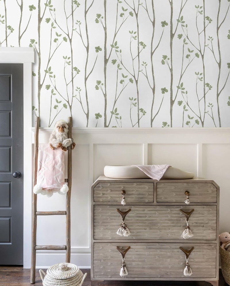Timeet Peel and Stick Wallpaper Green Leaf Wall Paper Boho Floral Contact Paper Self Adhesive Removable Eco-Friendly Decoral for Bedroom Bathroom Vinyl Film 16.14"x78.7" - Image 2