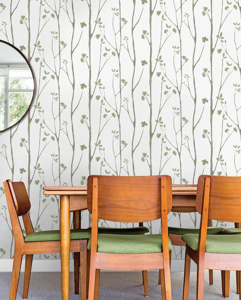 Timeet Peel and Stick Wallpaper Green Leaf Wall Paper Boho Floral Contact Paper Self Adhesive Removable Eco-Friendly Decoral for Bedroom Bathroom Vinyl Film 16.14"x78.7" - Image 5