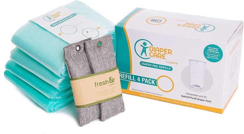 Jasclair Refill Bags Compatible with Dekor Plus Diaper Pail (4 Pack) | Odor-Locking Multi-Layer Liners | Light Baby Powder Scent | Leak-Resistant & Easy to Use | Not for Dekor Classic - Image 1