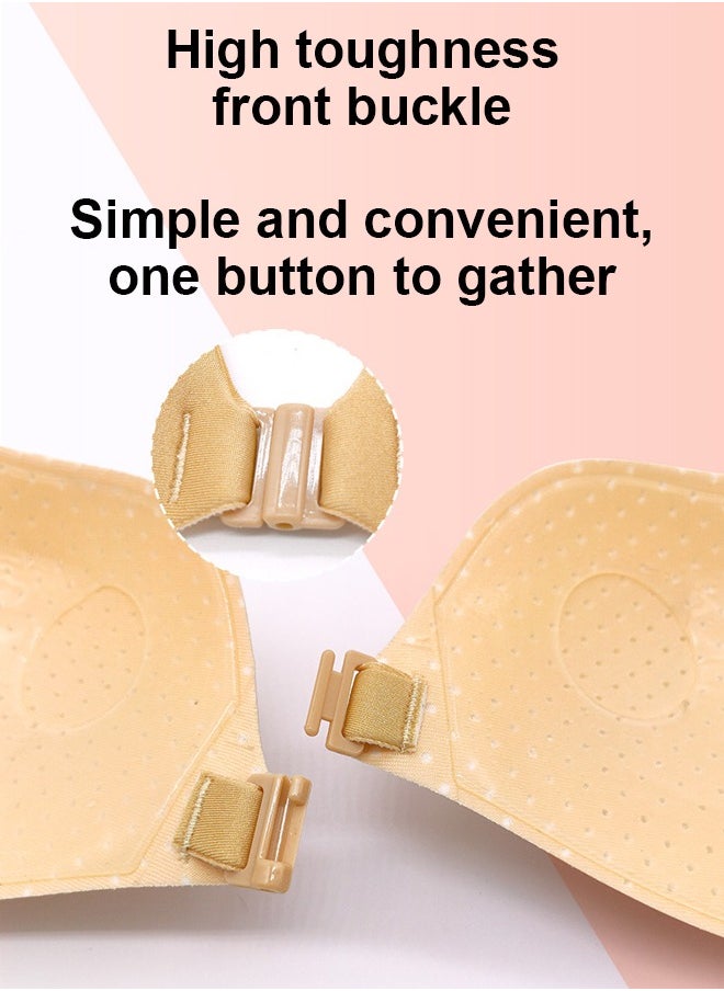 ZCM-HAPPY - 2-Piece Women Push Up Backless Strapless Adhesive Nipple Cover Silicone Front Closure - Invisible Front Closure Bra - Image 1