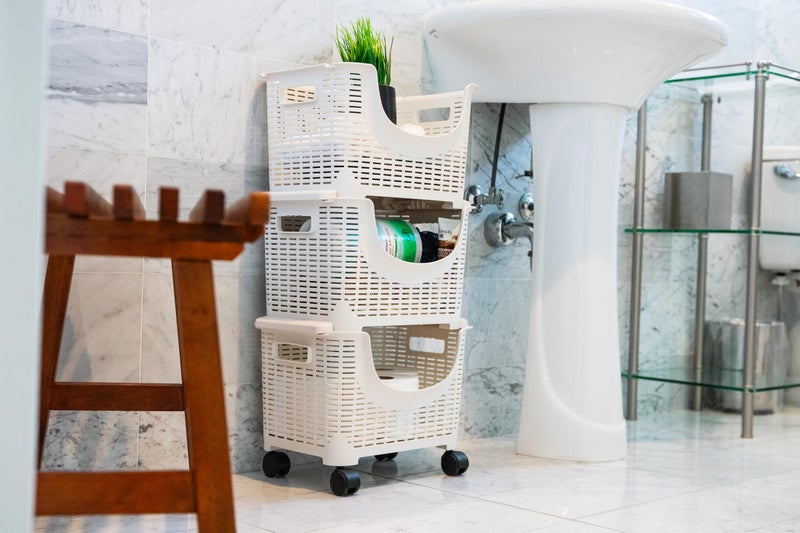 Mind Reader Plastic Storage Cart, Kitchen Storage, Rolling, Toy Storage, Laundry, Kitchen, 14.75"L x 11"W x 28.25"H, Ivory - Image 4