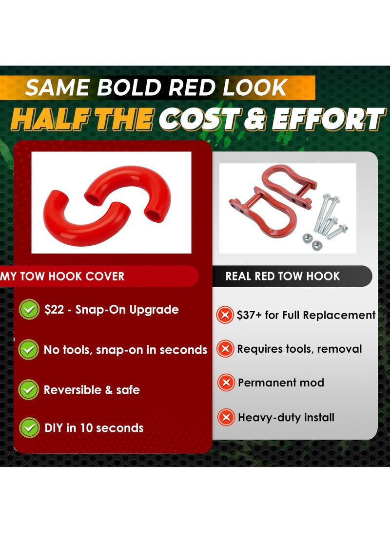 Tow Hook Covers Compatible with 2004-2018 2019 2020 2021 2022 2023 2024 2025 F150 Accessories Bronco Base/Big Bend/Outer Banks-Fit for 2017-2021 Tundra Accessories-Upgrade Design, Silicon Rubber (Red) - Image 2