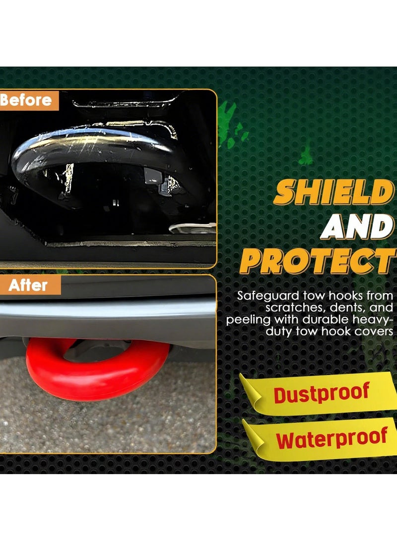 Tow Hook Covers Compatible with 2004-2018 2019 2020 2021 2022 2023 2024 2025 F150 Accessories Bronco Base/Big Bend/Outer Banks-Fit for 2017-2021 Tundra Accessories-Upgrade Design, Silicon Rubber (Red) - Image 3