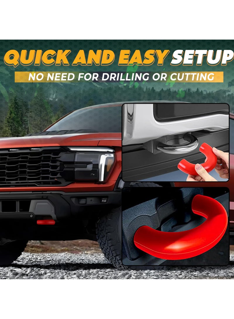 Tow Hook Covers Compatible with 2004-2018 2019 2020 2021 2022 2023 2024 2025 F150 Accessories Bronco Base/Big Bend/Outer Banks-Fit for 2017-2021 Tundra Accessories-Upgrade Design, Silicon Rubber (Red) - Image 4