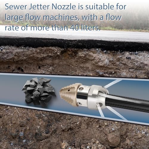 Anrain 3/8 Sewer Jetter Nozzle for 40 L/min Pressure Washer, 360 Degree 3/8 NPT Sewer Jetter Rotating Nozzle, Stainless Steel, for Vehicle Cleaning, Industrial Equipment Cleaning, 2-Year US Warranty - Image 5