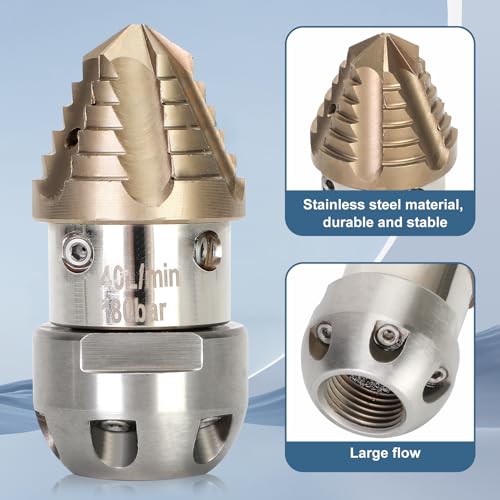 Anrain 3/8 Sewer Jetter Nozzle for 40 L/min Pressure Washer, 360 Degree 3/8 NPT Sewer Jetter Rotating Nozzle, Stainless Steel, for Vehicle Cleaning, Industrial Equipment Cleaning, 2-Year US Warranty - Image 3