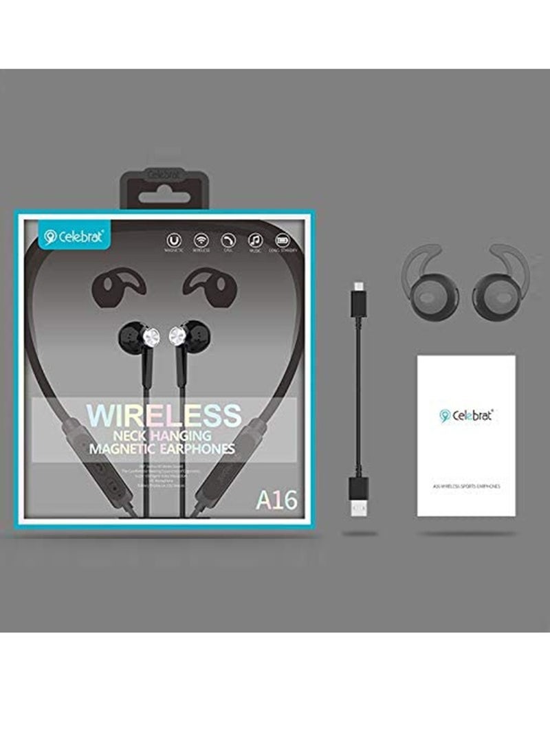 Celebrat A16 Bluetooth Magnetic Earphones - 360° Surround Sound, Neck Hanging Design, Long Battery Life - Image 5
