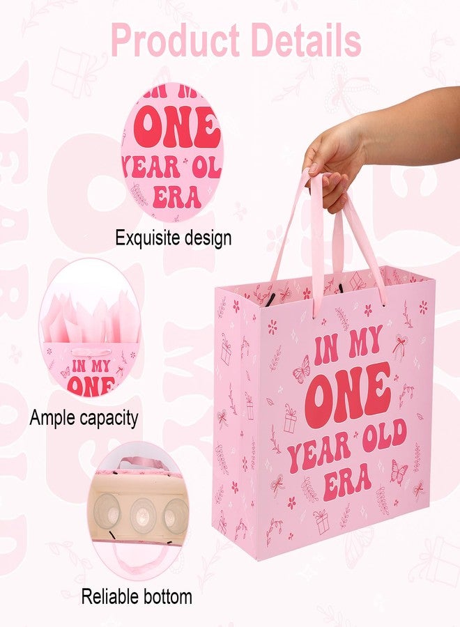 Fukaisu 1st Birthday Gift Bag for Baby Girl, Pink In My One Year Old Era Gift Bag with Pear Wrap Paper Envelope & Greeting Card for Baby Shower First Birthday Party Supplies - Image 3
