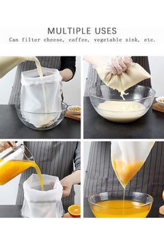 Lemon 4 pcs Food Grade Soy Milk Filter Bags Vegetable juice filter bag, 100Mesh 20*30CM Fine Mesh Bag Milk Filter Bag All Purpose Food Strainer Nylon Cheesecloth  - Image 2