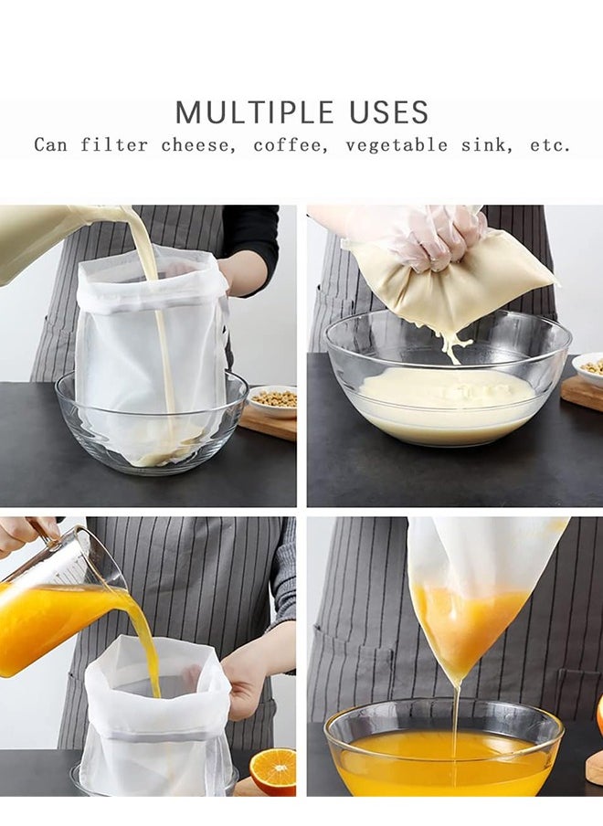 Lemon 4 pcs Food Grade Soy Milk Filter Bags Vegetable juice filter bag, 100Mesh 20*30CM Fine Mesh Bag Milk Filter Bag All Purpose Food Strainer Nylon Cheesecloth  - Image 2