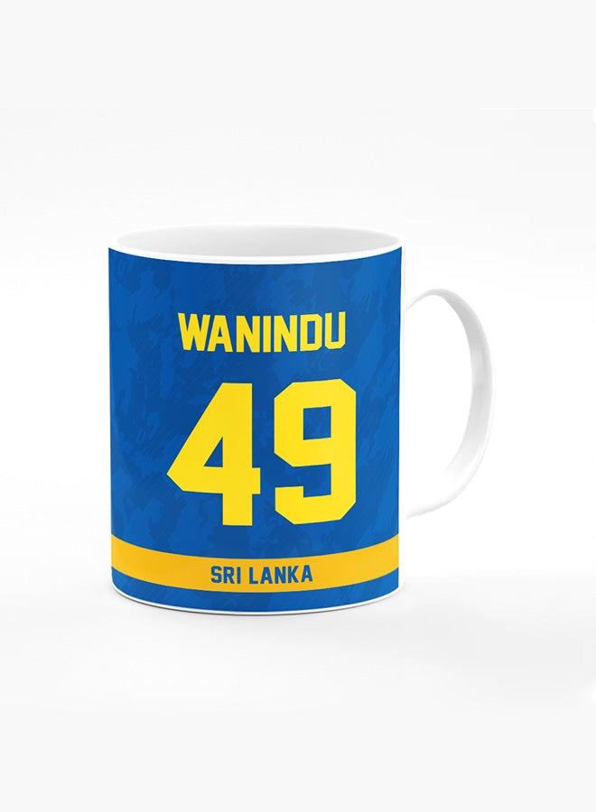 Stylizedd Designer Printed Coffee Mug with Heavy Duty Handle 11oz Ceramic Personalised Gift Mugs Cup [Microwave Safe & Dishwasher Proof ] - Cricket Player - Wanindu Hasaranga, Jersey Number - 49 - Image 1
