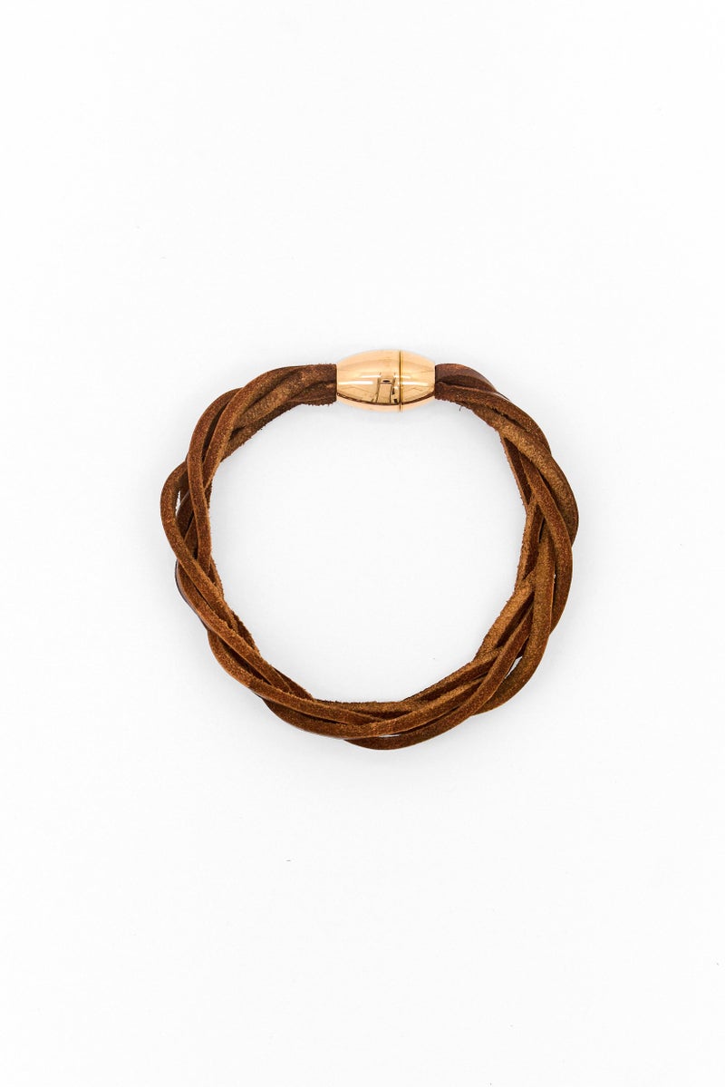 POLICE Men Twisted Leather Bracelet, Tan  - Image 4