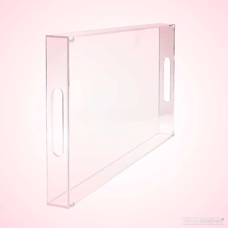 Home Redefined Modern Elegant 16x12 Rectangle Acrylic Lucite Plastic Decorative Tray Clear Serving Tray with Clear Handles Food Fruit Display Makeup Perfume Storage for All Occasions by Home Redefined - Image 5