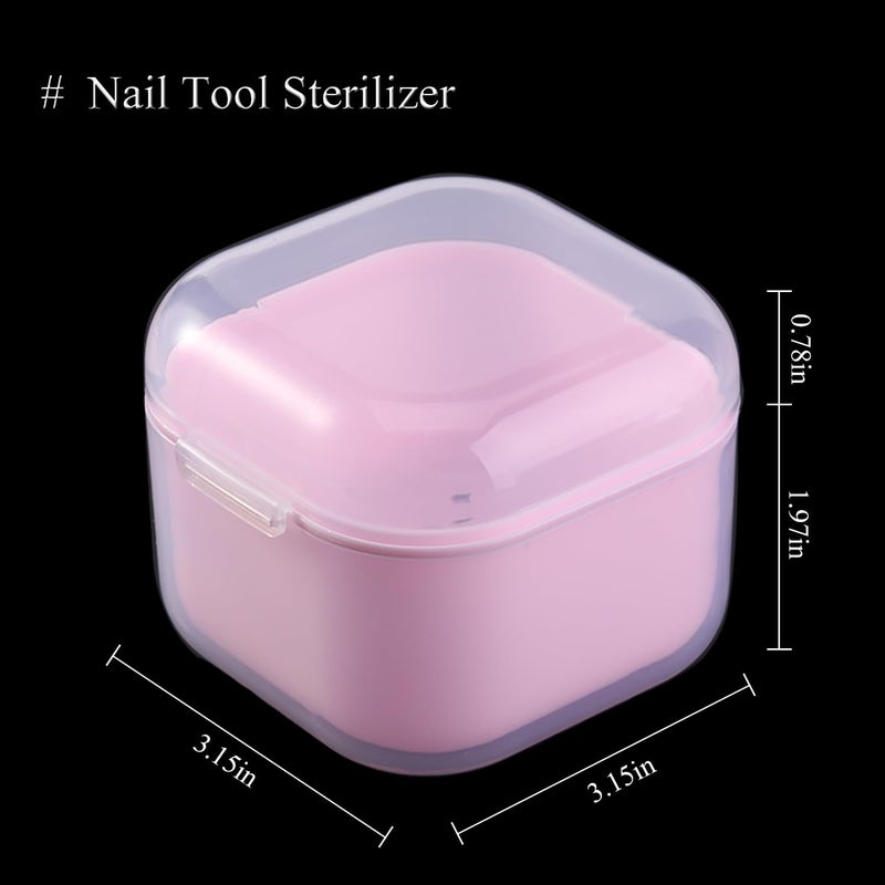 Fspronail 1Pcs Nail Tool Sterilizer, Nail Drill Bits Cleaning Box Disinfection Container For Nail Art Accessories Manicure Sterilization Tray Salon Supplies Sterilizer Cup With Drain Basket (pink) - Image 2