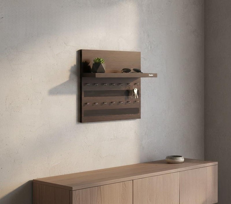 Captiver Engineered Wood Wall Mounted Key Holders with Decor Shelf (14 Hooks Wenge) / Home Stylish Hanging Stand Crafts Keychain Self Wooden Box Board Fancy Keyholder - Image 4