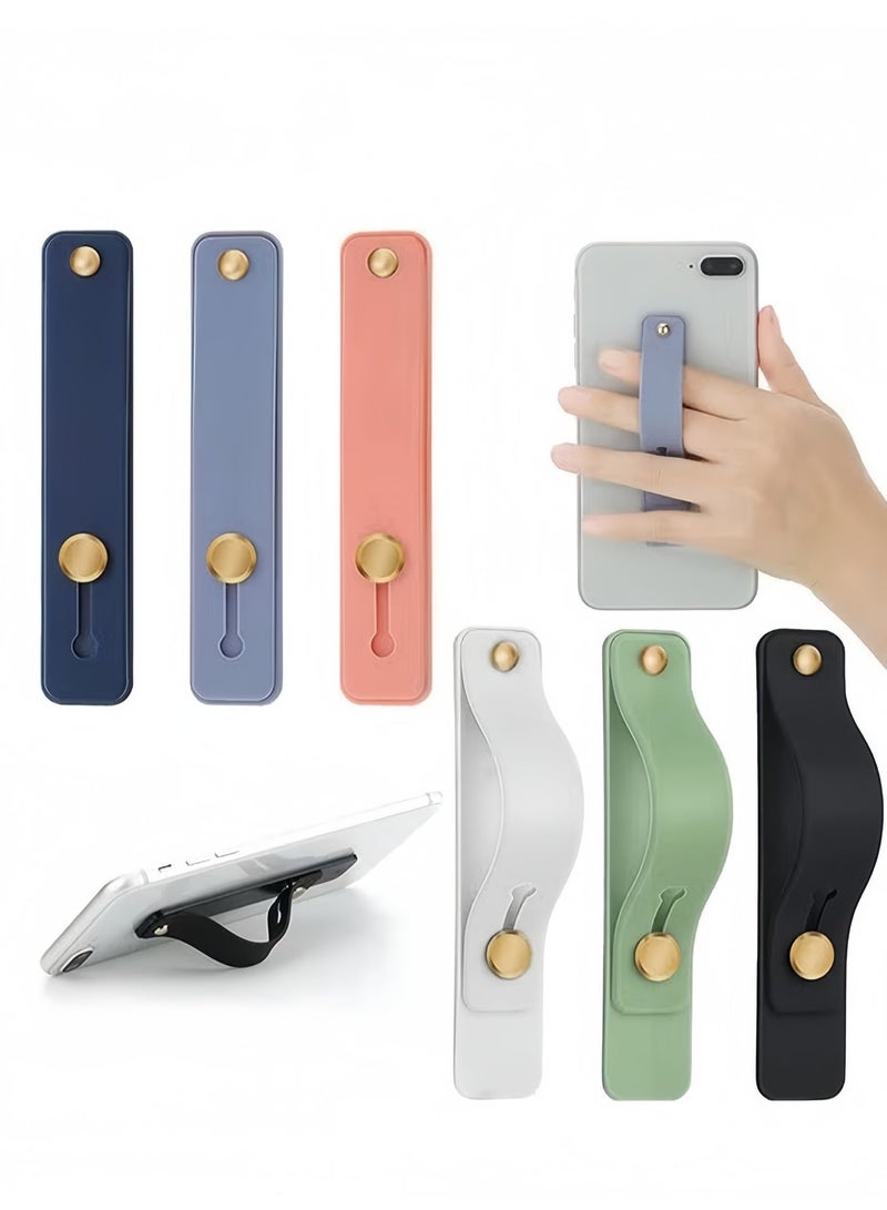BlueHole 6 Pcs Telescopic Type Back Pasting Phone Grip Strap Holder, Portable Universal Phones Soft Silicone Waterproof Finger Loop, Steady Alloy Buckle Phone Kickstand - Image 2
