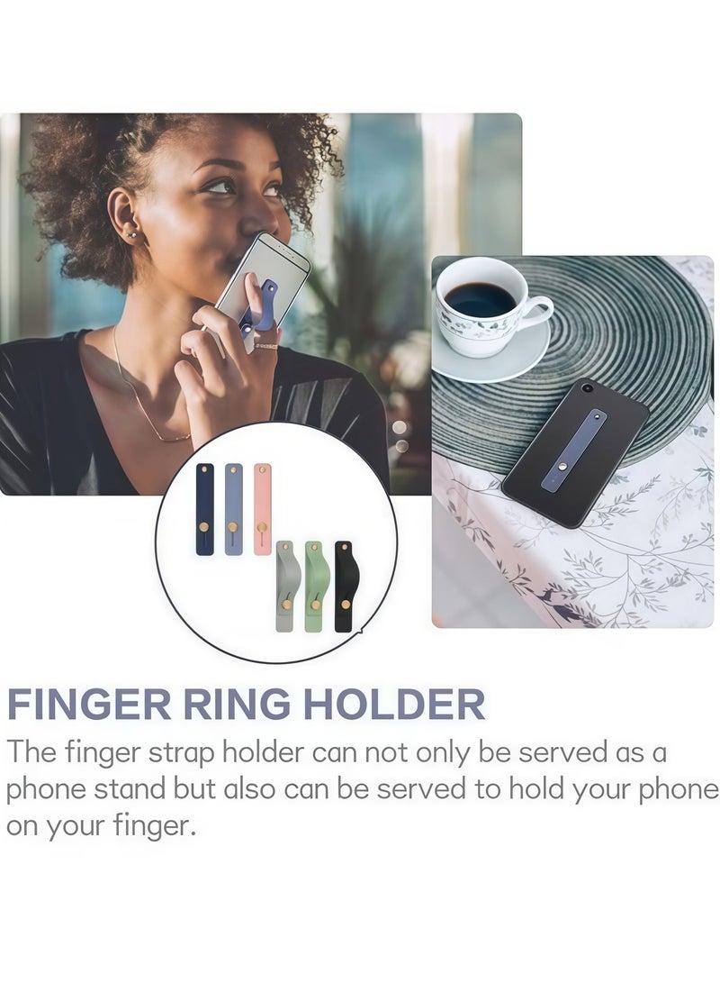 BlueHole 6 Pcs Telescopic Type Back Pasting Phone Grip Strap Holder, Portable Universal Phones Soft Silicone Waterproof Finger Loop, Steady Alloy Buckle Phone Kickstand - Image 4
