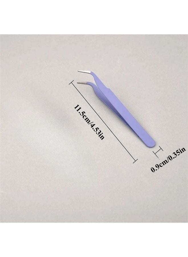 6pcs Mixed Color Stainless Steel Elbow Tweezers Jewelry Making Tools Kit - Image 4