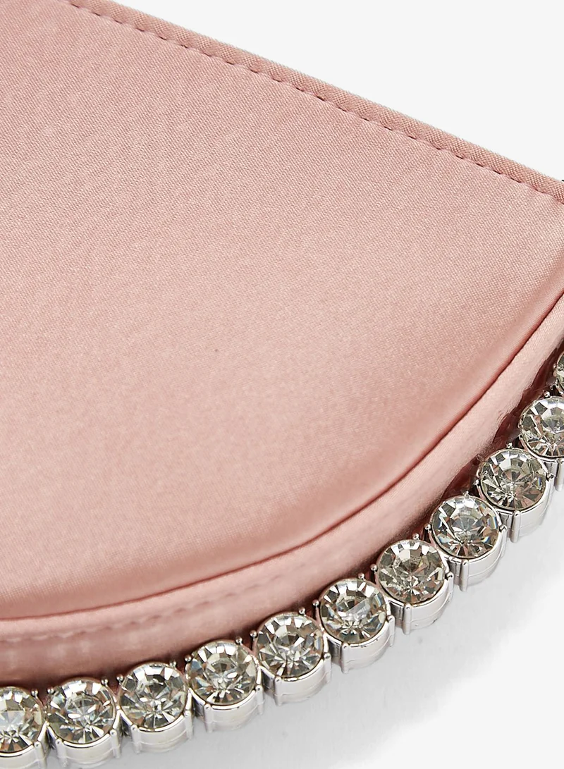 Khizana  Stone-Encrusted Satin Clutch for Women | Best Price UAE