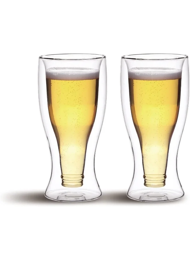 كويزين أرت Cuisine Art 370Ml Double Wall Glass Cup 2Pcs Set Borosilicate For Coffee, Tea, Whiskey, Cocktails & All Beverages