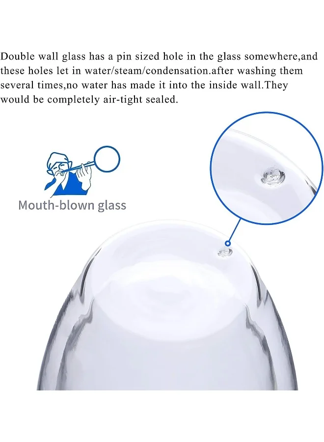 Cuisine Art Cuisine Art 370Ml Double Wall Glass Cup 2Pcs Set Borosilicate For Coffee, Tea, Whiskey, Cocktails & All Beverages