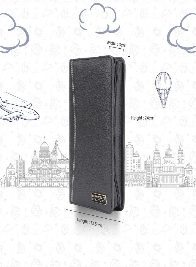 HAMMONDS FLYCATCHER Genuine Leather Passport Cover for Men, Passport Cover for Women, RFID Passport Holder for Men, Travel Accessories, Passport Bag, 7 ATM Card Slots - Grey - Image 4