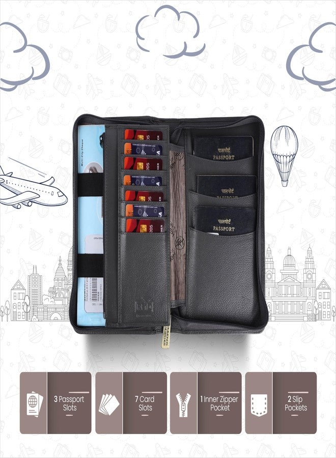 HAMMONDS FLYCATCHER Genuine Leather Passport Cover for Men, Passport Cover for Women, RFID Passport Holder for Men, Travel Accessories, Passport Bag, 7 ATM Card Slots - Grey - Image 3