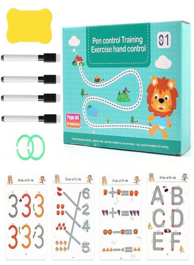 Royals hub 64 Pages Practice Magical Tracing Workbook Set, Hand Writing Pen Control Training Book Learning to Write The Alphabets & Numbers, Preschool Educational Reusable Learning Book for Kids - Image 1