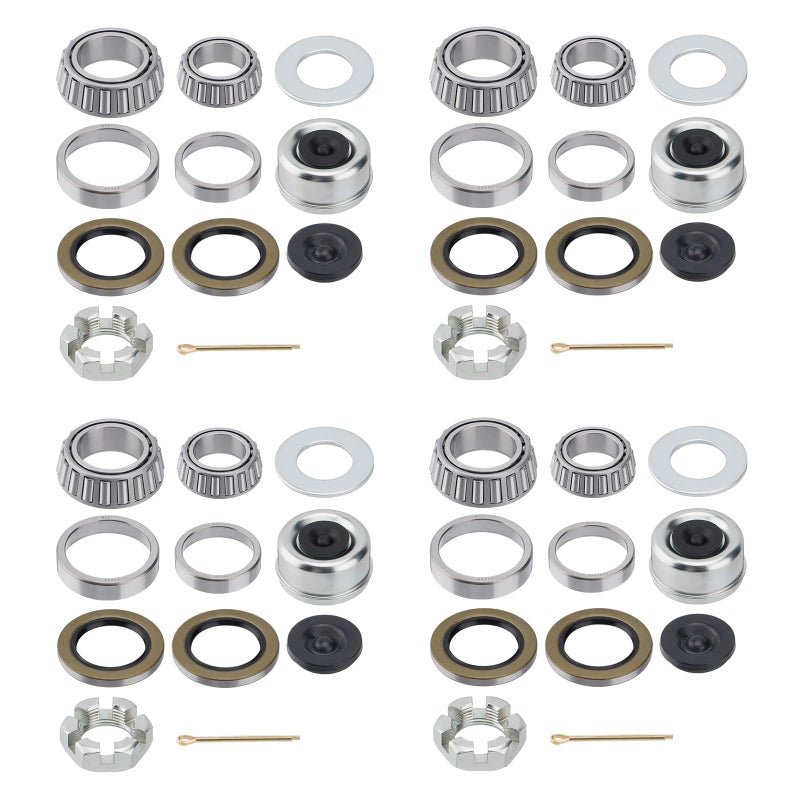Racewill 4 Sets 25580 14125A Boat Trailer Axles Bearing Kits Grease SealsSpindle Nuts 272 Dust Caps and Rubber Plugs Cotter Pins Washers for 52007000 lbTandem Axles D42 Spindle