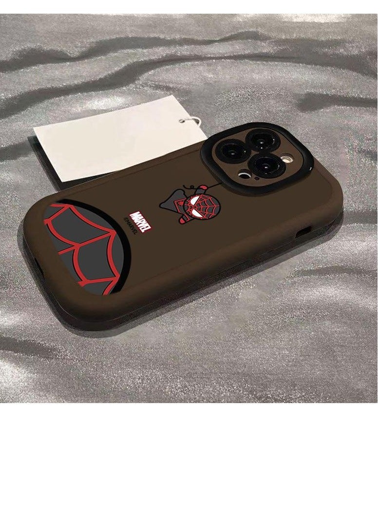 NIBEMINENT Cartoon Spider Man Protective TPU Case Cover For iPhone 16, Milk Coffee Color