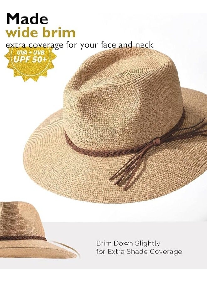 Goolsky Sun Hats for Women Summer Wide Brim UV UPF 50+ Panama Foldable Packable Straw Beach Hat - Image 3