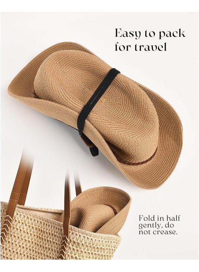 Goolsky Sun Hats for Women Summer Wide Brim UV UPF 50+ Panama Foldable Packable Straw Beach Hat - Image 2